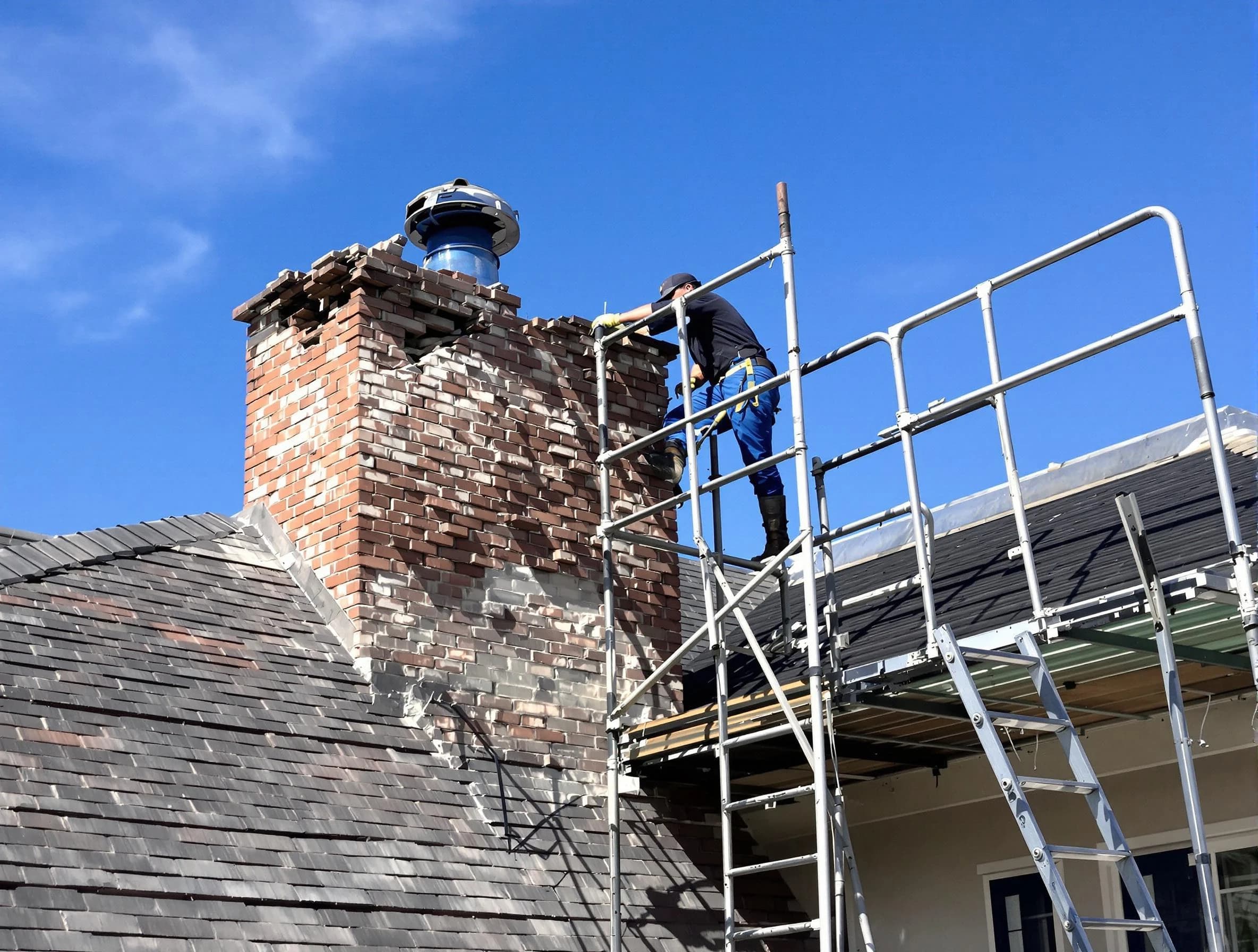 Rebuilding a chimney structure by Ross Chimney Sweep in Ross, PA