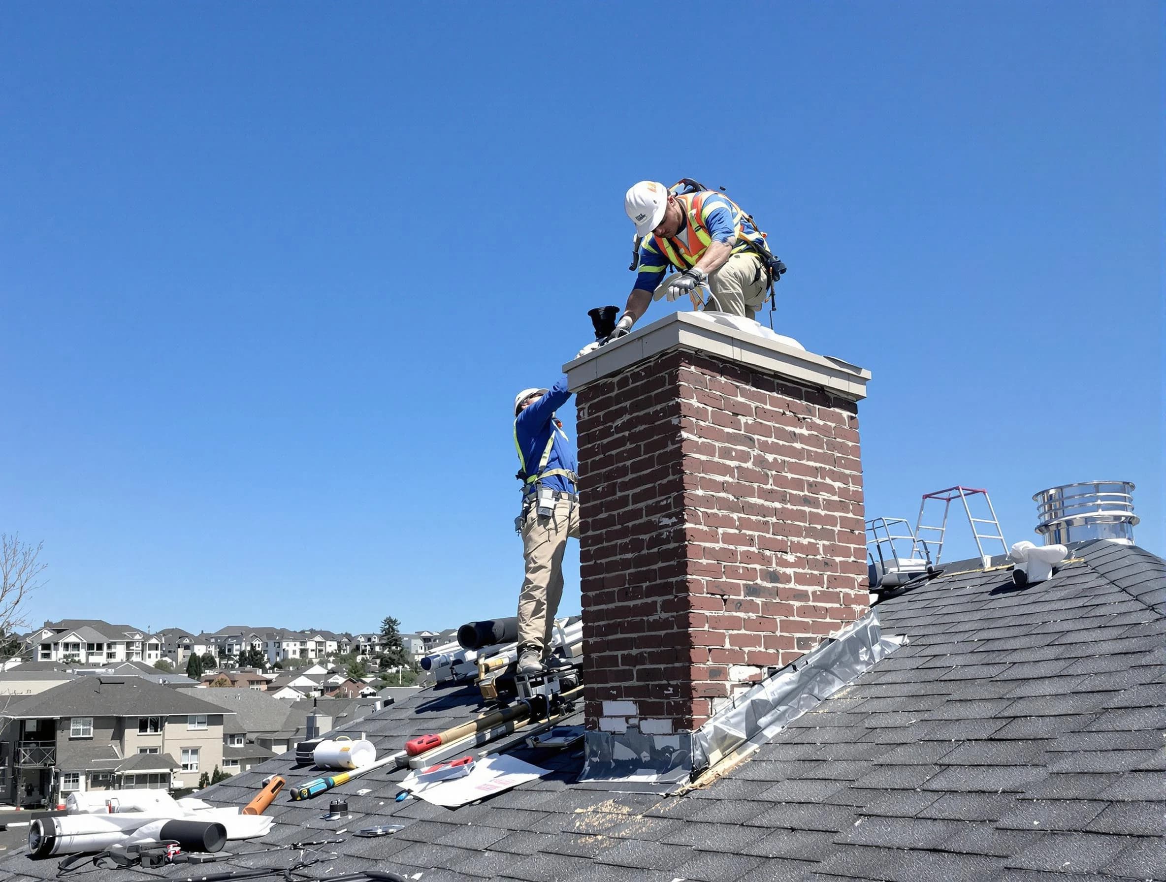 Ross Chimney Sweep repairing a chimney crown in Ross, PA