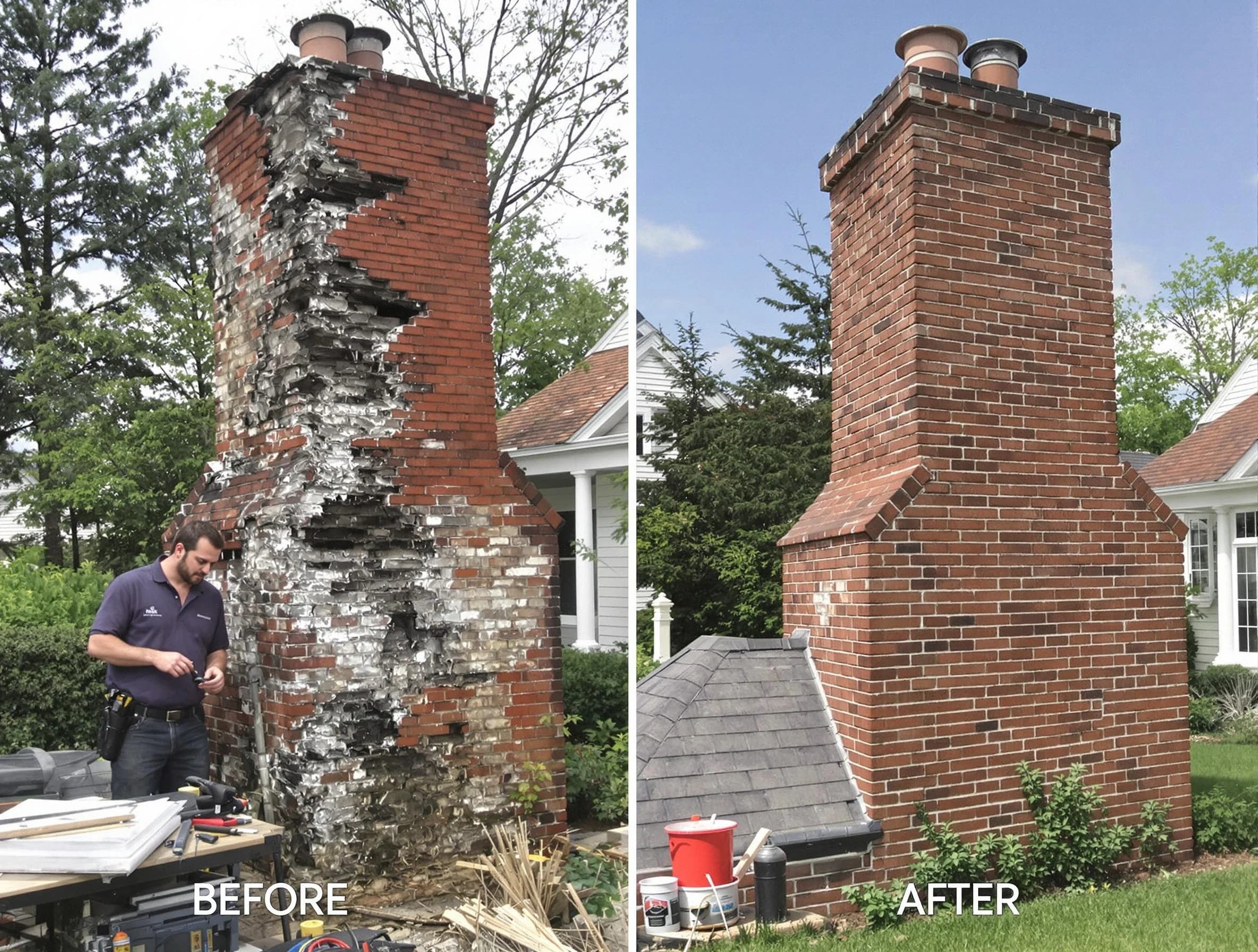 Ross Chimney Sweep performing a full chimney restoration in Ross, PA
