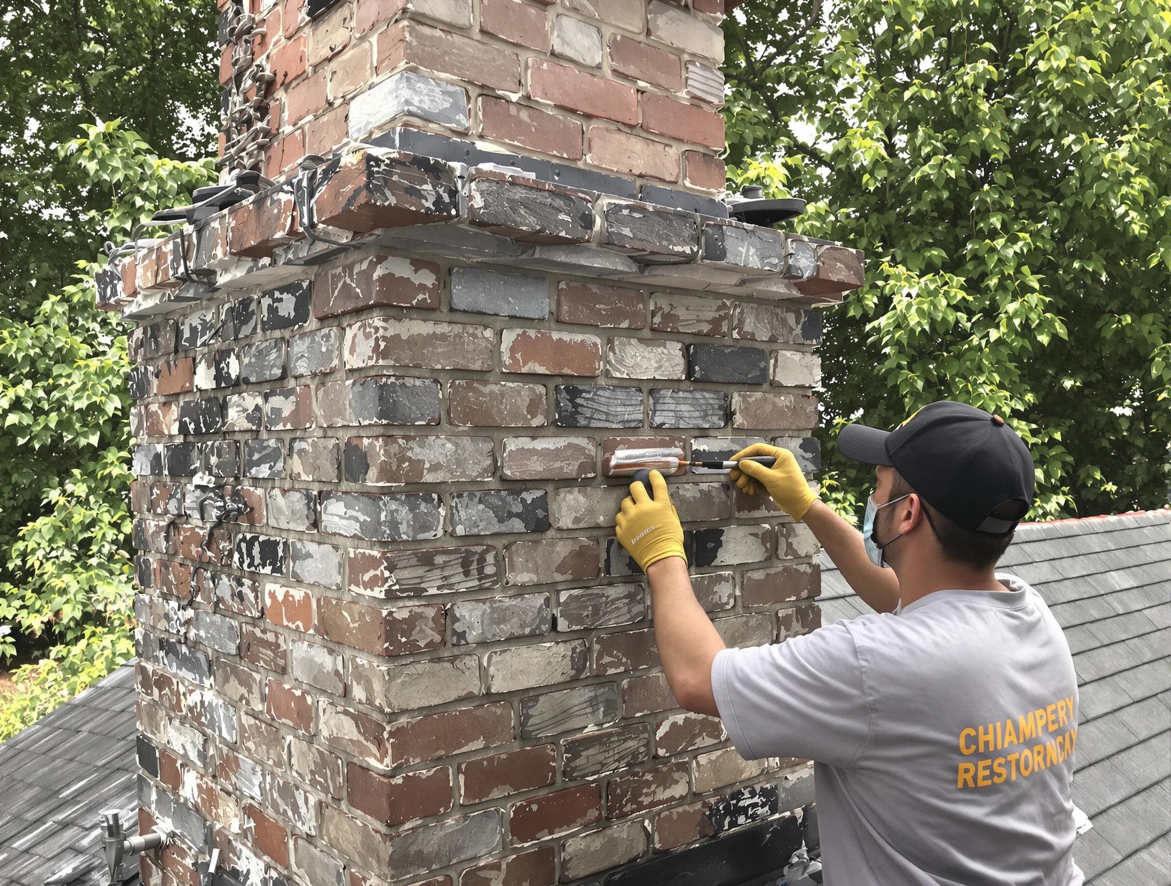 In-progress chimney restoration by Ross Chimney Sweep in Ross, PA
