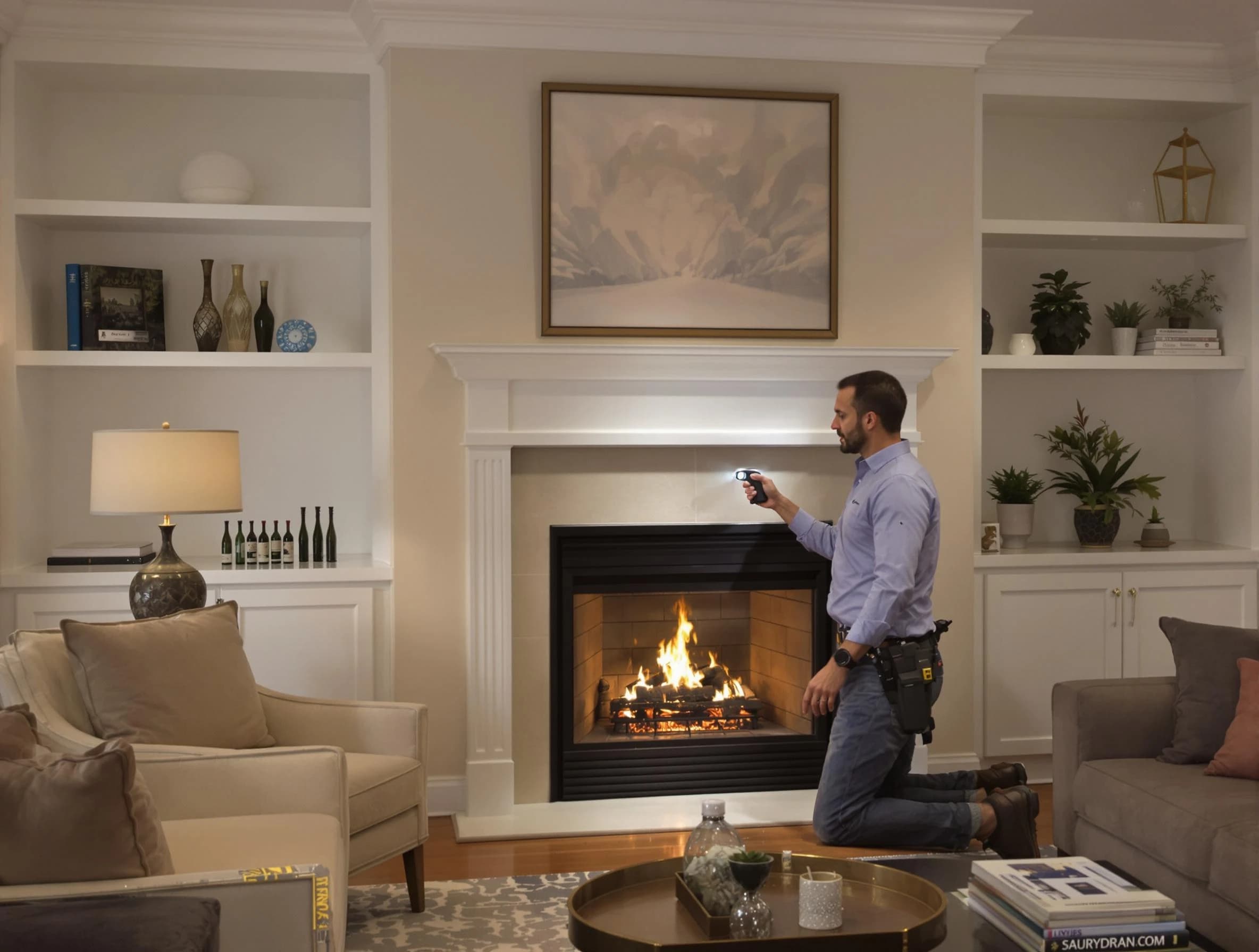 Ross Chimney Sweep conducting a fireplace safety inspection in Ross, PA