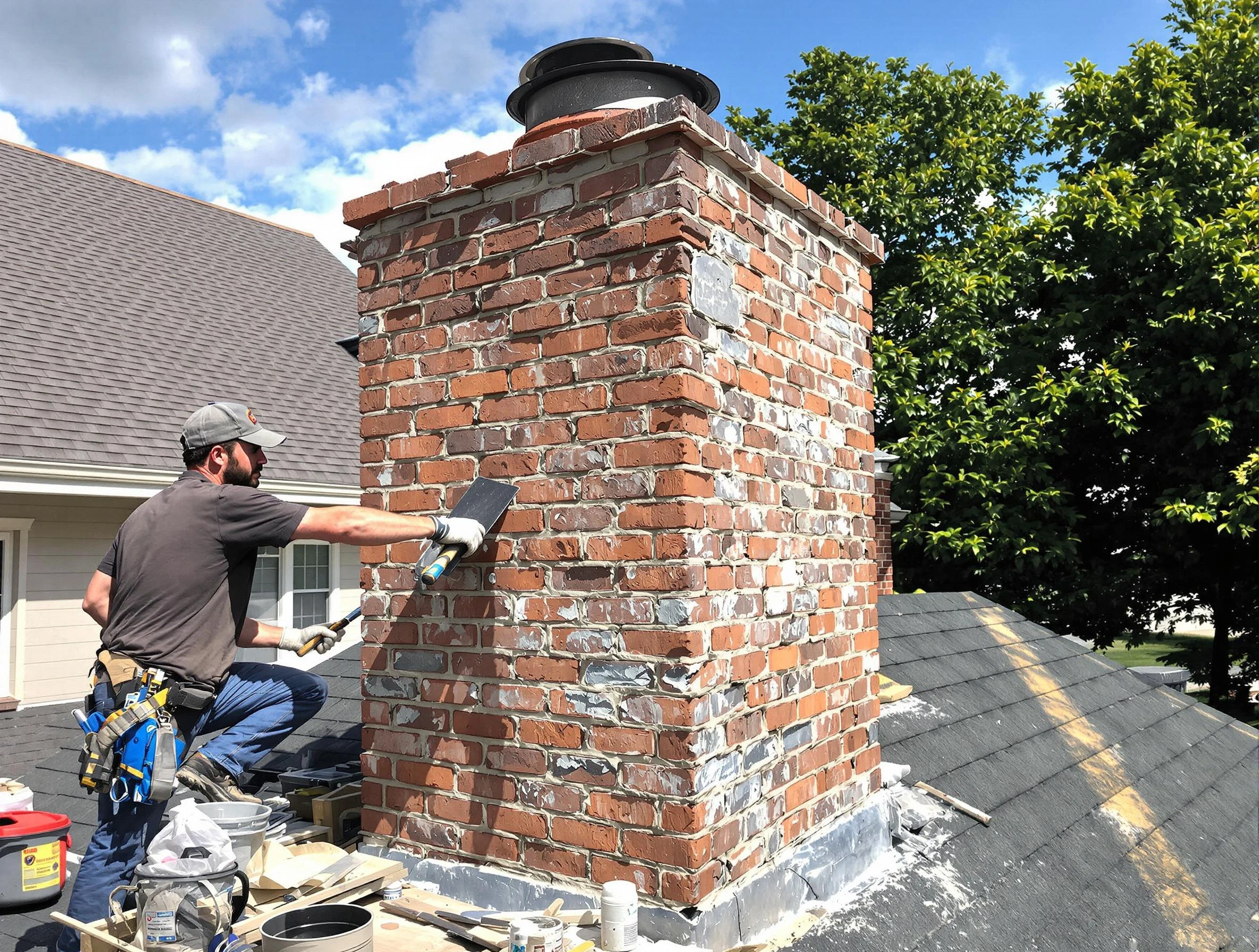 Completed chimney rebuild by Ross Chimney Sweep in Ross, PA