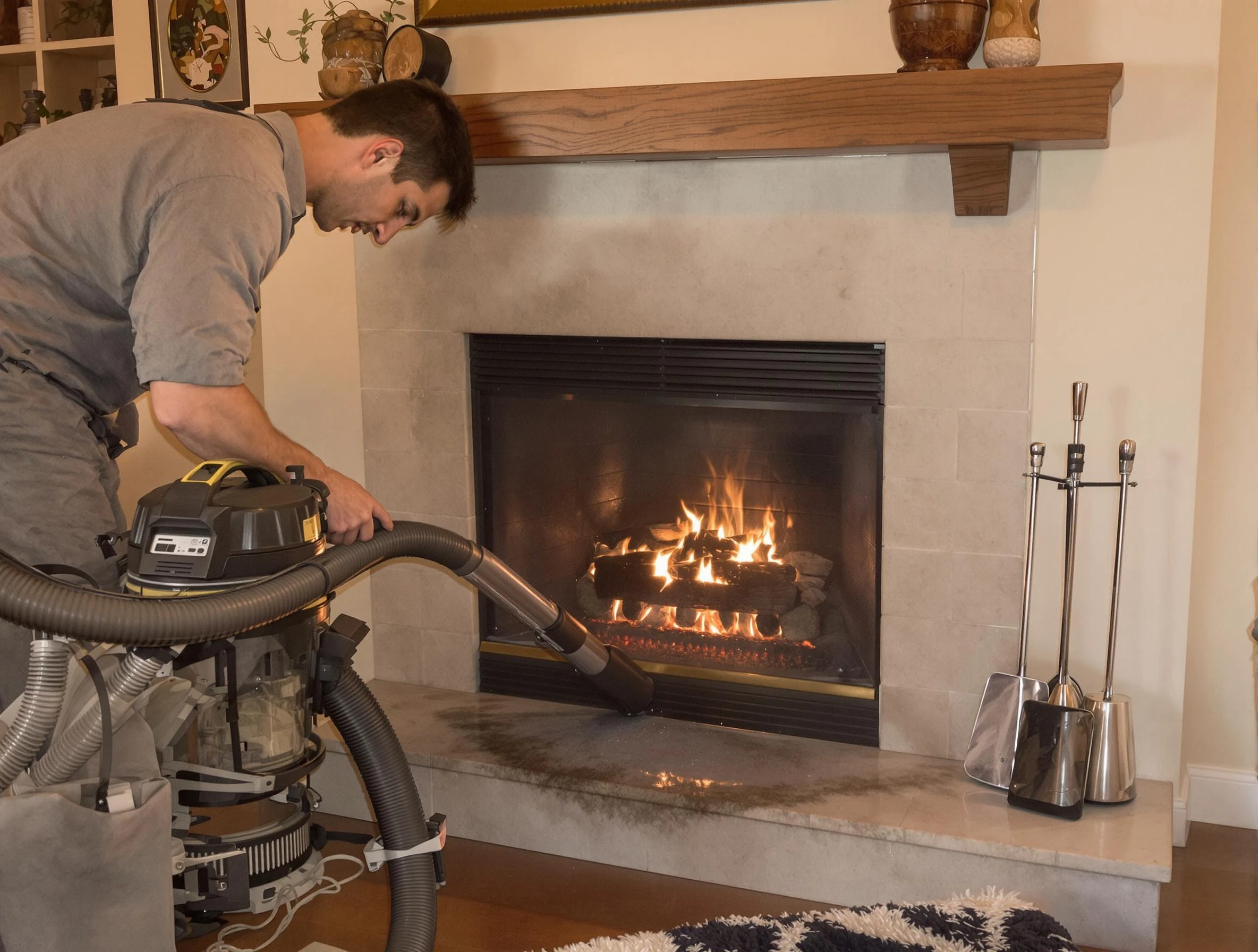 Routine fireplace upkeep by Ross Chimney Sweep in Ross, PA